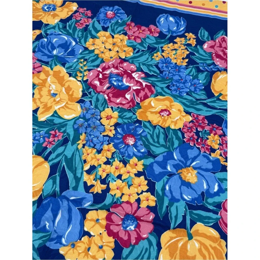 Unbranded Colorful Floral Square Scarf Accessory Polka Dot Overlay